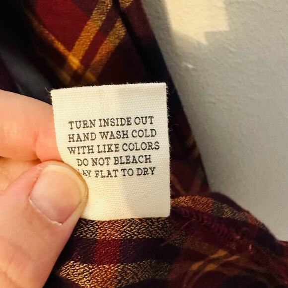 Blu Pepper Plaid Maroon Blue Checkered Flannel Button Front Shirt Size Large - Picture 10 of 11